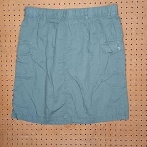 Liz Claiborne womens solid olive A-line linen stretch cargo skirt 14 EUC